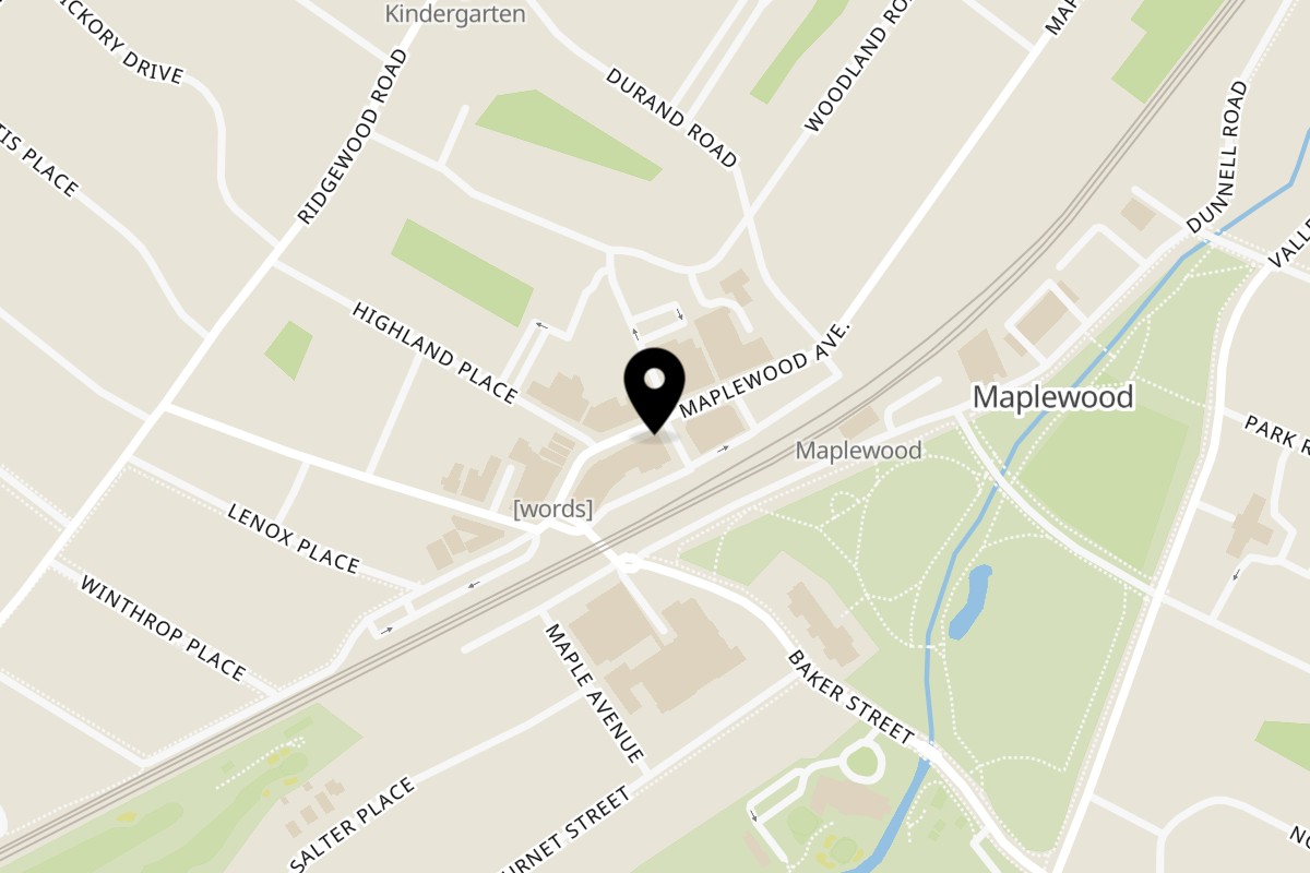 Map showing the location of Village Coffee on 164 Maplewood Ave in Maplewood